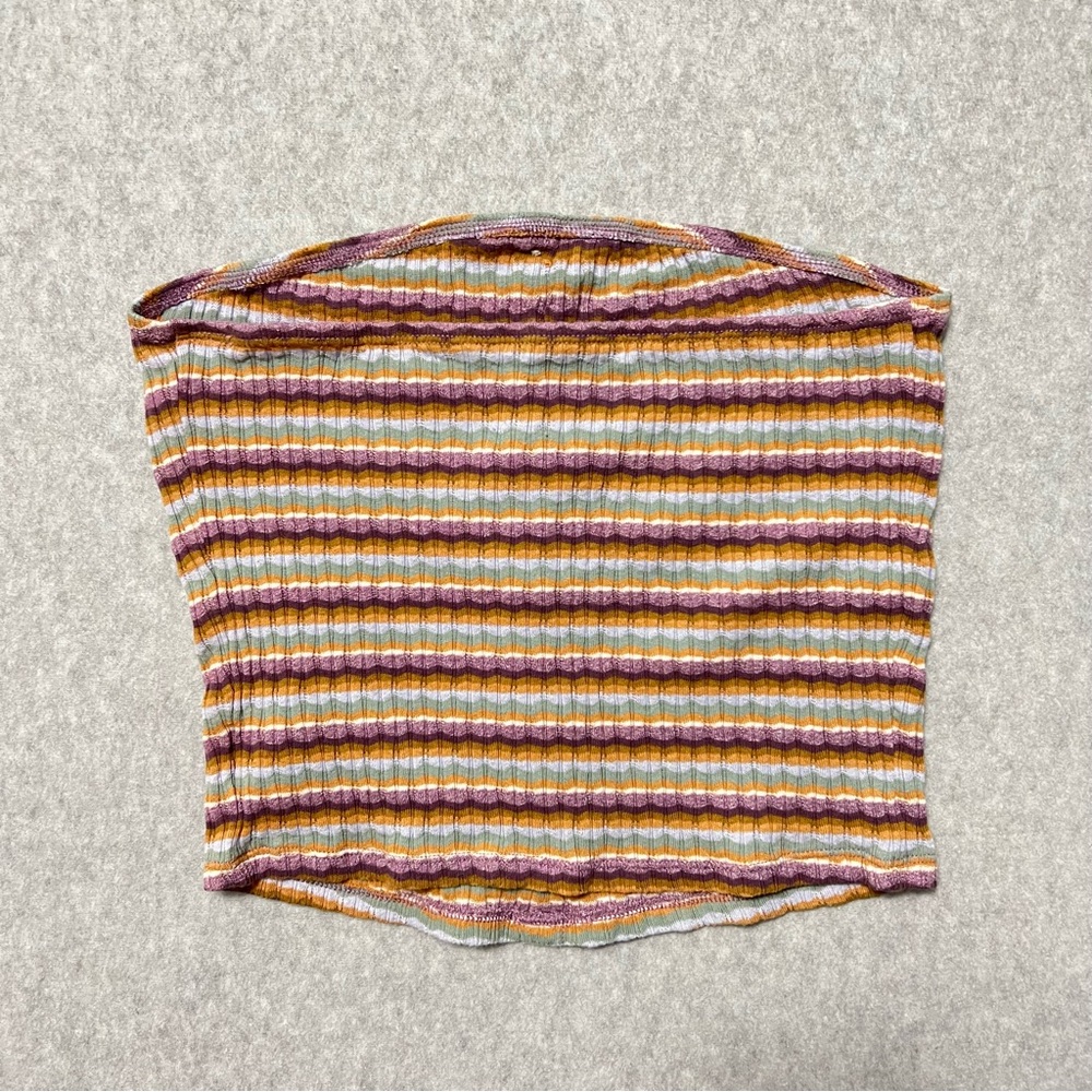 American Eagle Ribbed Tube Top Size Medium Multicolor Stripes Summer Festival - Picture 5 of 11